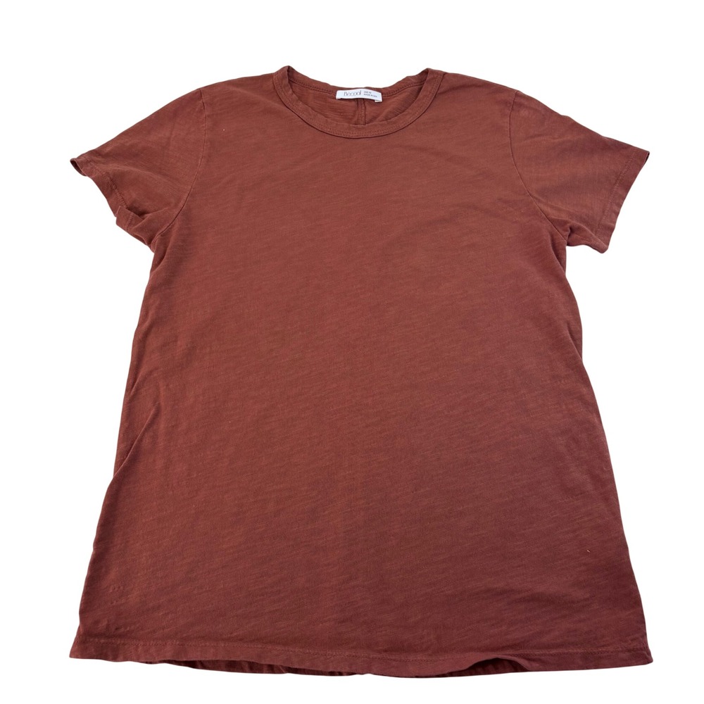 Becool Rust Brown Cotton Slub Crew Neck‎ T-Shirt Made in USA Womens Medium 18568